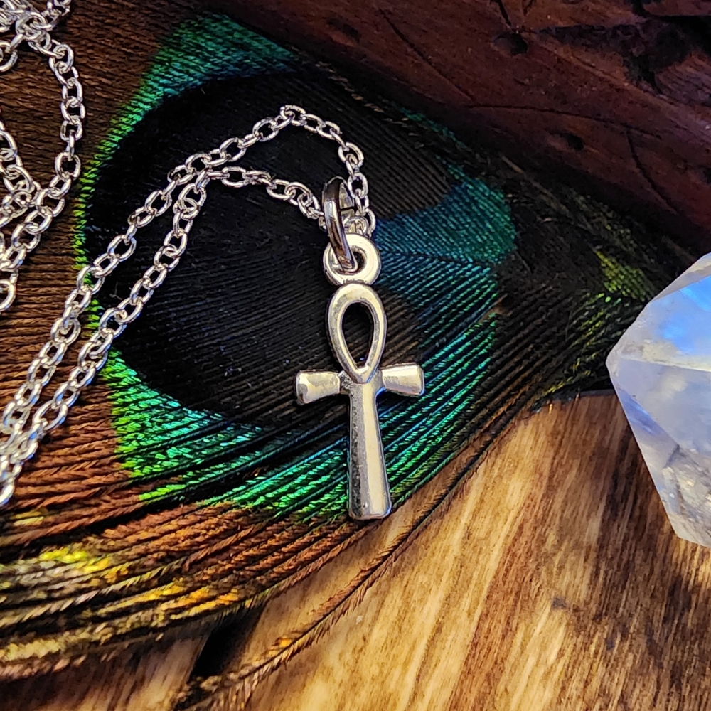 Egyptian Ankh Pendant Necklace 925 Stamped Sterling Silver Chain Cross Necklace
